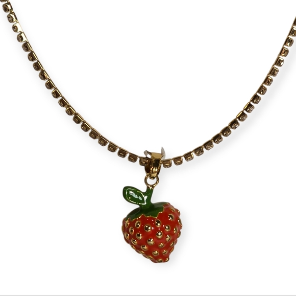 Kate Spade x Target Limited Edition Strawberry Charm On Gold Tennis Necklace - Picture 5 of 8